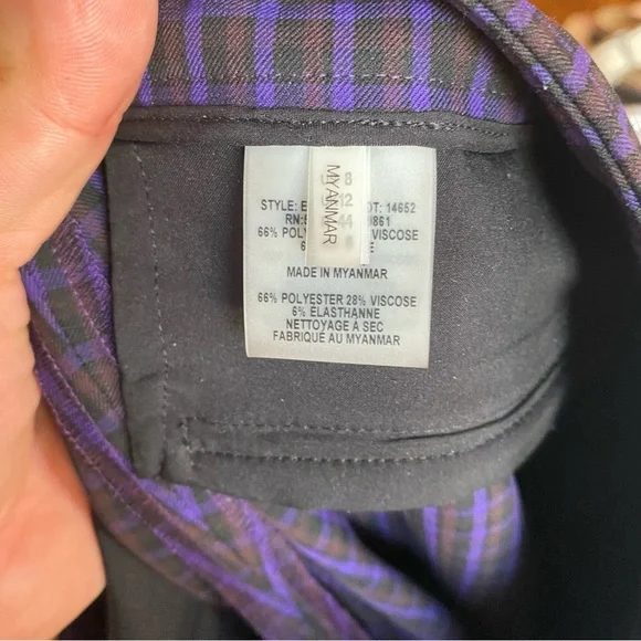Elie Tahari Purple Plaid Pants (sz 8) - Picture 7 of 13